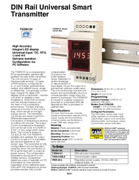 Thumbnail of document Data Sheet - TXDIN101 DIN Rail Universal Smart Transmitter w/LED Display